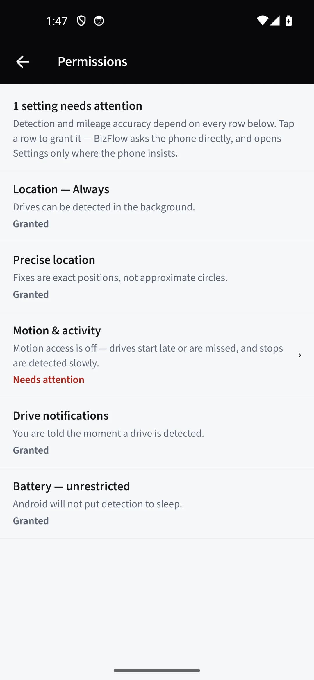 Fix drive tracking problems — Start at the Permissions screen